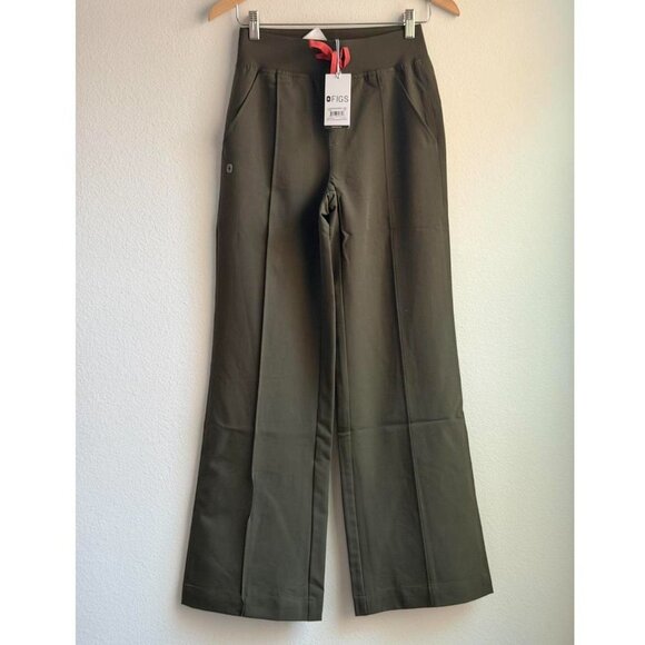 Figs High Waisted Alexandria Wide Leg Scrub Pants in Spruce, Size XXS - Picture 9 of 11